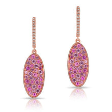 14KT Rose Gold Pink Sapphire Oval Diamond Earrings