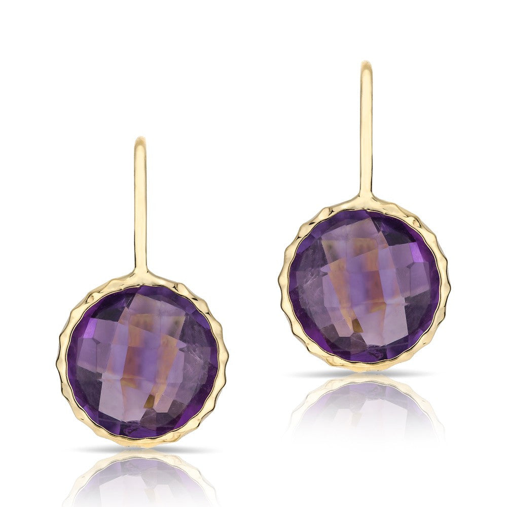 14KT Yellow Gold Amethyst Earrings