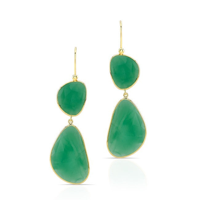 14KT Yellow Gold Chrysoprase Resort Earrings