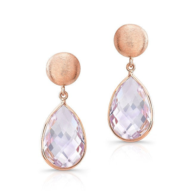 14KT Rose Gold Pink Amethyst Pear Drop Earrings