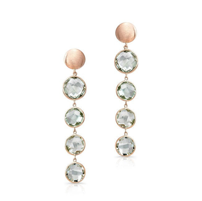 14KT Rose Gold Green Amethyst Quadruple Drop Earrings