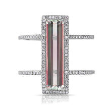 14KT White Gold Aquamarine Diamond Beam Ring