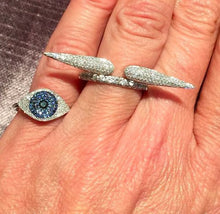 14KT White Gold Diamond And Blue Sapphire Evil Eye Ring