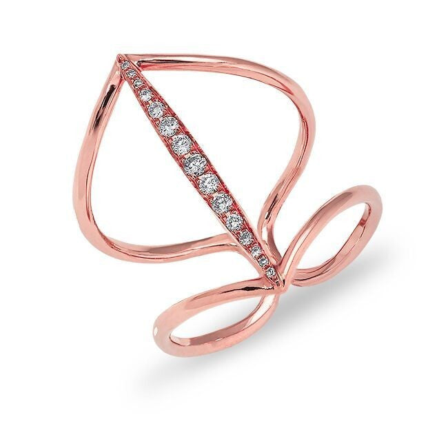 14KT Rose Gold Petal Diamond H Ring
