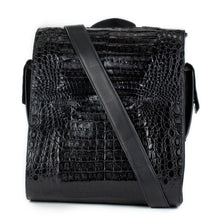 Crocodile & Leather Messenger Bag/Backpack - Black Glazed