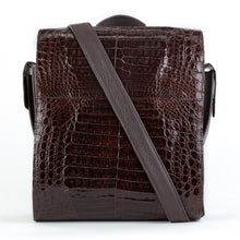 Crocodile & Leather Messenger Bag/Backpack - Brown Glazed