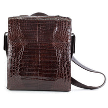Crocodile & Leather Messenger Bag/Backpack - Brown Glazed