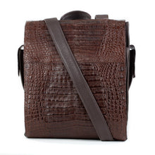 Crocodile & Leather Messenger Bag/Backpack - Brown Matte