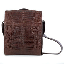 Crocodile & Leather Messenger Bag/Backpack - Brown Matte