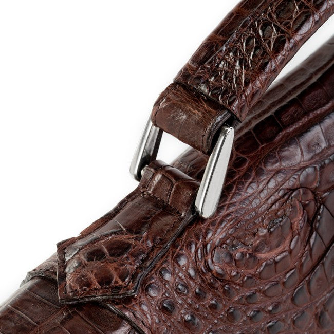 Crocodile Briefcase - Brown Matte