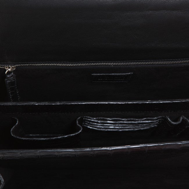 Crocodile Briefcase - Black Matte