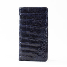 Crocodile Check Holder/Wallet - Navy Blue