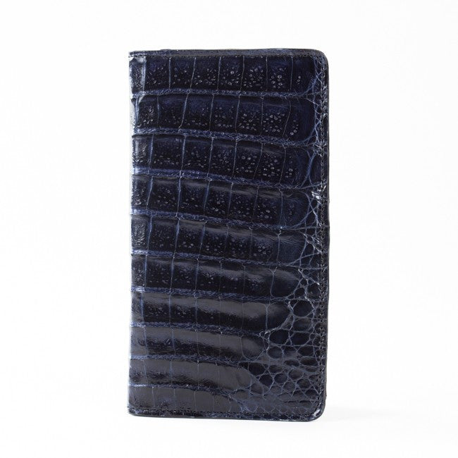 Crocodile Check Holder/Wallet - Navy Blue