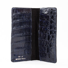 Crocodile Check Holder/Wallet - Navy Blue