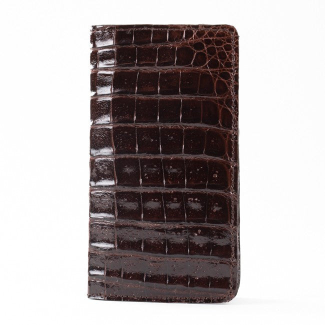 Crocodile Check Holder/Wallet - Brown