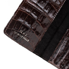 Crocodile Check Holder/Wallet - Brown