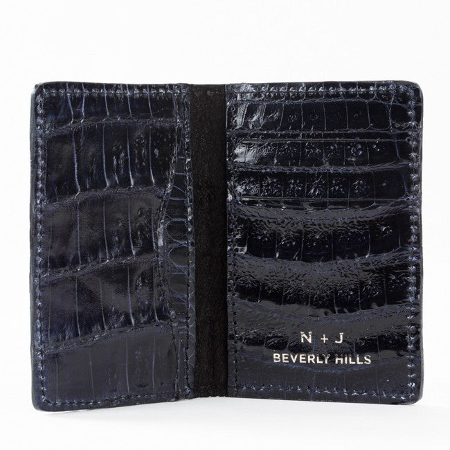 Crocodile Card Holder - Navy Blue