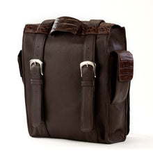 Crocodile & Leather Messenger Bag/Backpack - Brown Matte