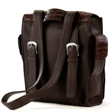 Crocodile & Leather Messenger Bag/Backpack - Brown Matte