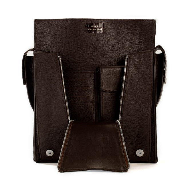 Crocodile & Leather Messenger Bag/Backpack - Brown Matte
