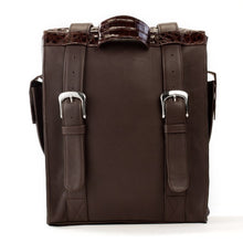 Crocodile & Leather Messenger Bag/Backpack - Brown Glazed