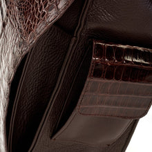 Crocodile & Leather Messenger Bag/Backpack - Brown Glazed