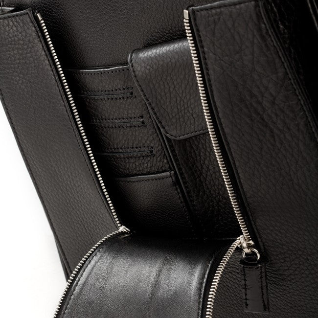 Crocodile & Leather Messenger Bag/Backpack - Black Glazed