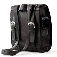 Crocodile & Leather Messenger Bag/Backpack - Black Glazed