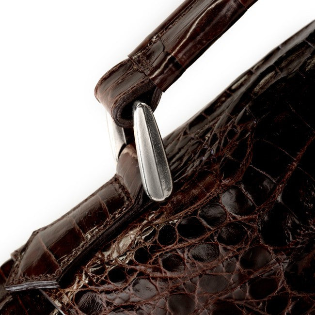 Crocodile Briefcase - Brown Glazed