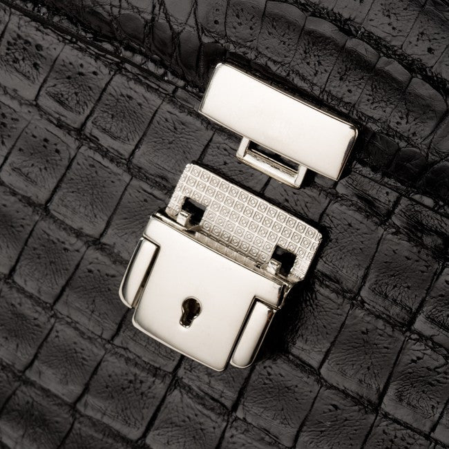 Crocodile Briefcase - Black Glazed