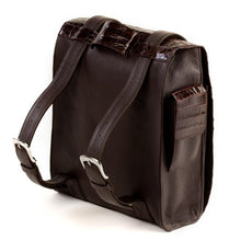 Crocodile & Leather Messenger Bag/Backpack - Brown Glazed