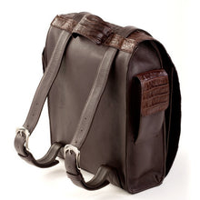 Crocodile & Leather Messenger Bag/Backpack - Brown Matte