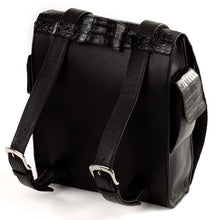 Crocodile & Leather Messenger Bag/Backpack - Black Glazed