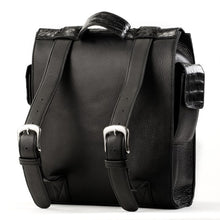 Crocodile & Leather Messenger Bag/Backpack - Black Glazed