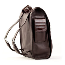 Crocodile & Leather Messenger Bag/Backpack - Brown Glazed