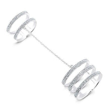 14KT White Gold Diamond Bars Chain Ring