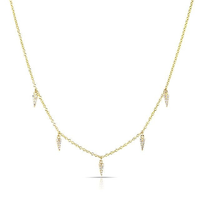 14KT Yellow Gold Diamond Pine Necklace