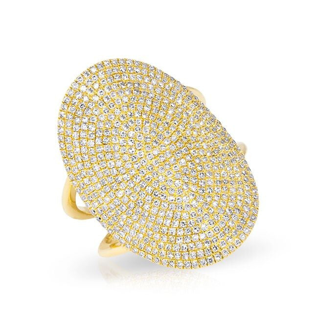 14KT Yellow Gold Diamond Oval Armor Ring