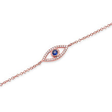 14KT Rose Gold Blue Sapphire Mini Evil Eye Diamond Bracelet
