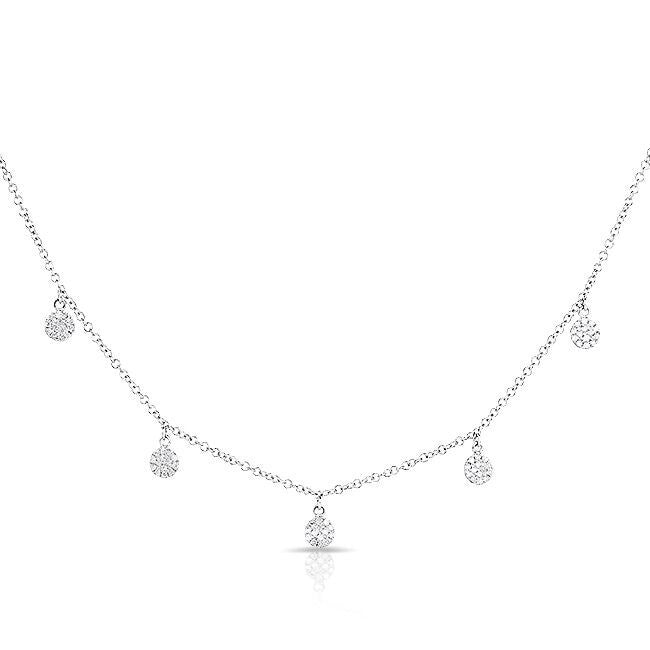 14KT White Gold 5 Diamond Pendant Disc Necklace