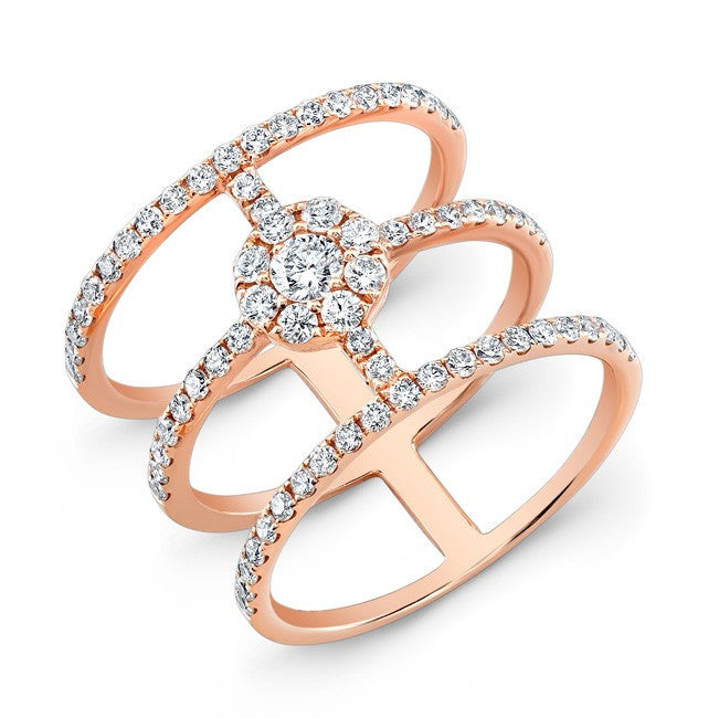 18KT Rose Gold Diamond Fleur Ring