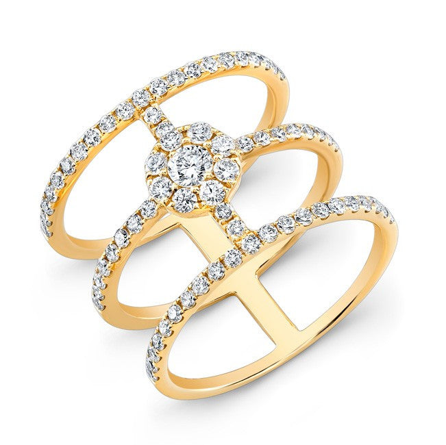 18KT Yellow Gold Diamond Fleur Ring
