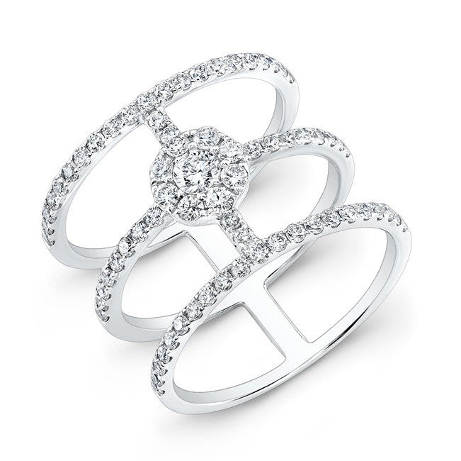 18KT White Gold Diamond Fleur Ring