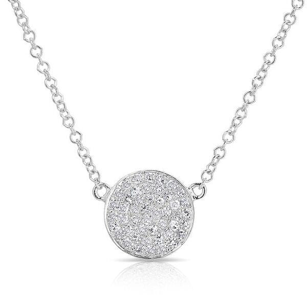 14KT White Gold Diamond Small Disc Necklace