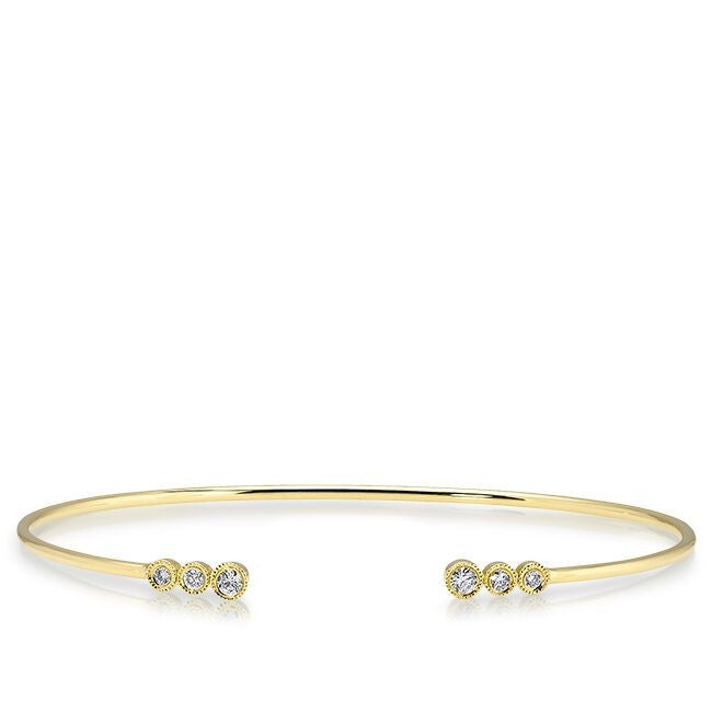 14KT Yellow Gold Diamond Open Bezel Cuff