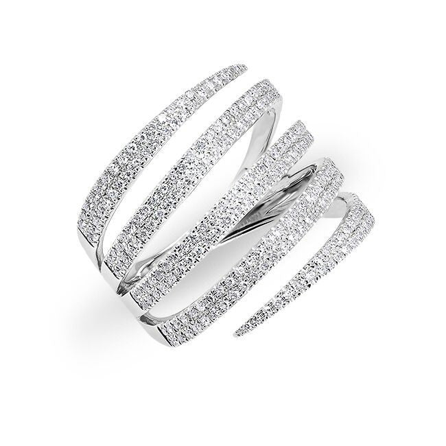14KT White Gold Diamond 5 Wrap Ring