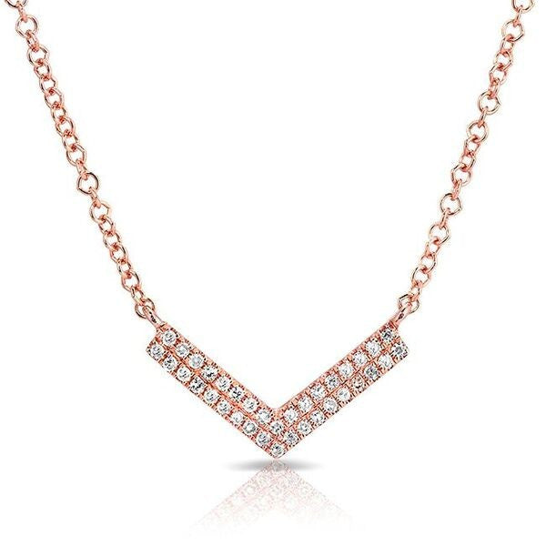 14KT Rose Gold Diamond Mini Chevron Necklace