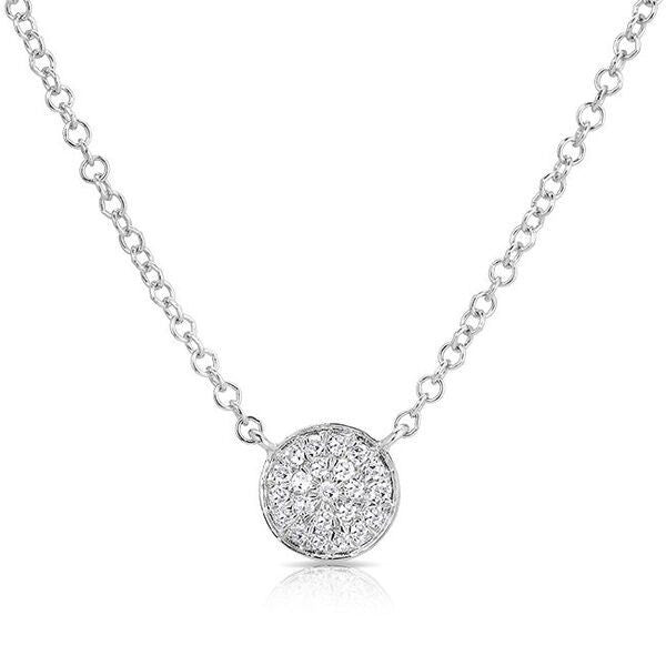 14KT White Gold Diamond Mini Disc Necklace