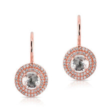 14KT Rose Gold White Topaz Diamond Sonrisa Earrings