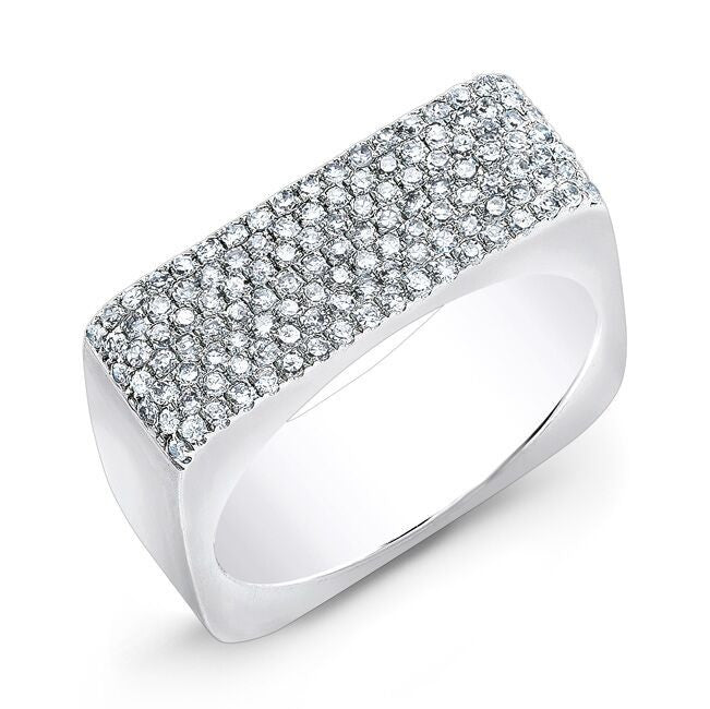 14KT White Gold Diamond Brick Ring